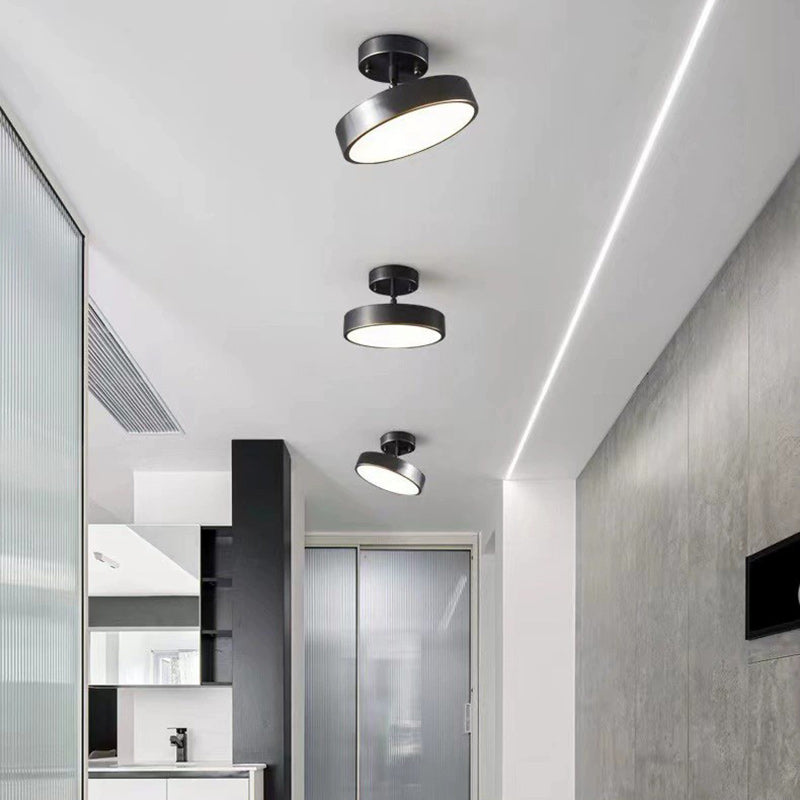 Modern Adjustable Copper LED Semi-Flush Mount Ceiling Light for Living Room