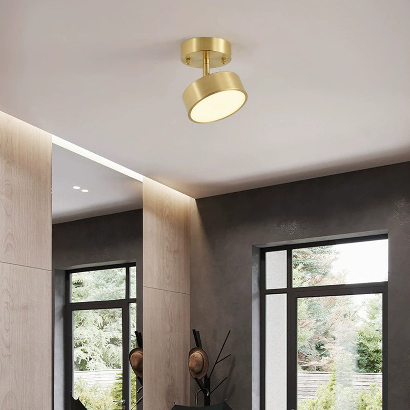 Modern Adjustable Copper LED Semi-Flush Mount Ceiling Light for Living Room