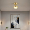 Modern Adjustable Copper LED Semi-Flush Mount Ceiling Light for Living Room