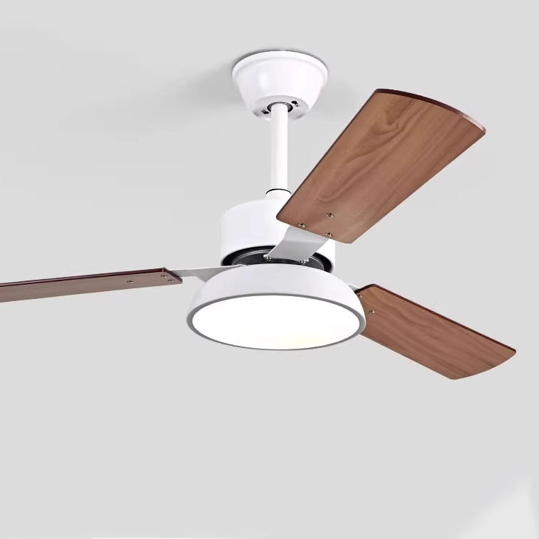 Modern Minimalist Wood Blade Ceiling Fan Light - LED, Iron & Acrylic Shade for Living Room