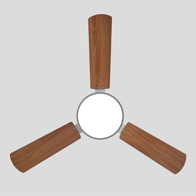 Modern Minimalist Wood Blade Ceiling Fan Light - LED, Iron & Acrylic Shade for Living Room
