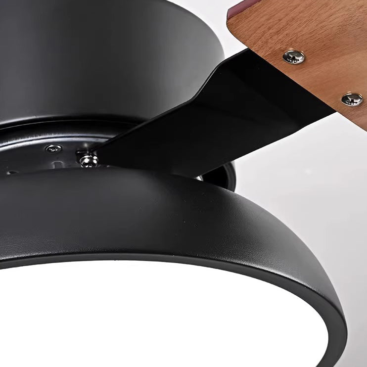 Modern Minimalist Wood Blade Ceiling Fan Light - LED, Iron & Acrylic Shade for Living Room