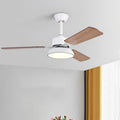 Modern Minimalist Wood Blade Ceiling Fan Light - LED, Iron & Acrylic Shade for Living Room