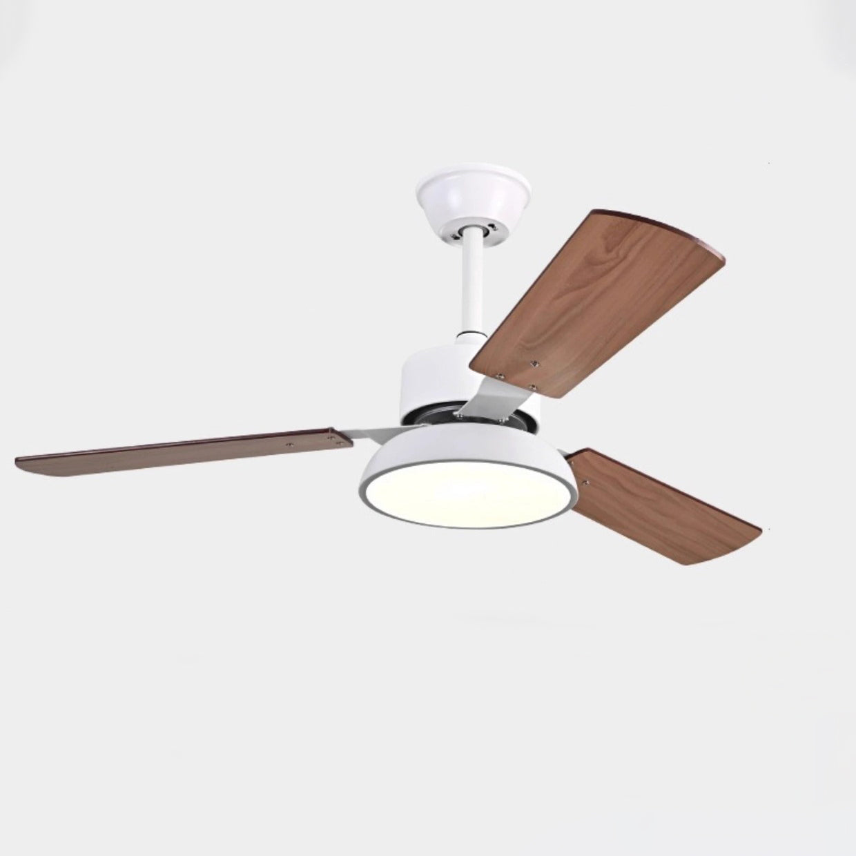 Modern Minimalist Wood Blade Ceiling Fan Light - LED, Iron & Acrylic Shade for Living Room