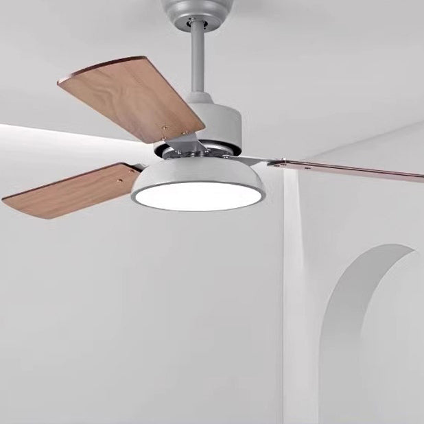 Modern Minimalist Wood Blade Ceiling Fan Light - LED, Iron & Acrylic Shade for Living Room