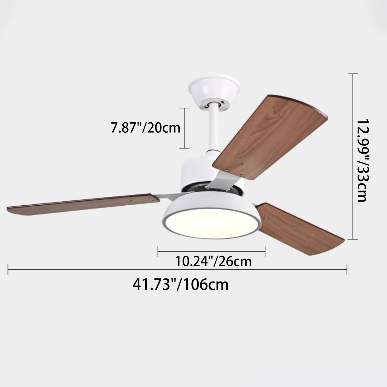 Modern Minimalist Wood Blade Ceiling Fan Light - LED, Iron & Acrylic Shade for Living Room