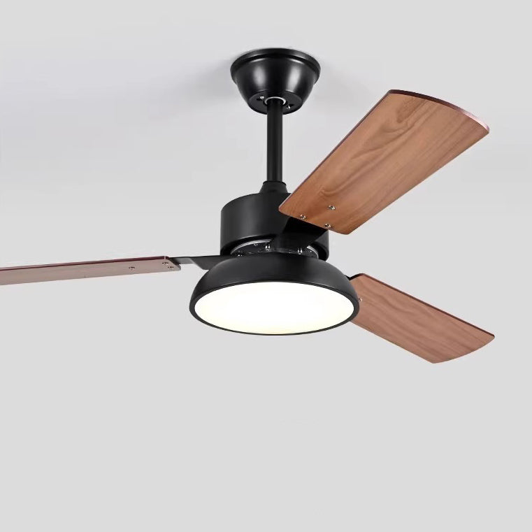 Modern Minimalist Wood Blade Ceiling Fan Light - LED, Iron & Acrylic Shade for Living Room