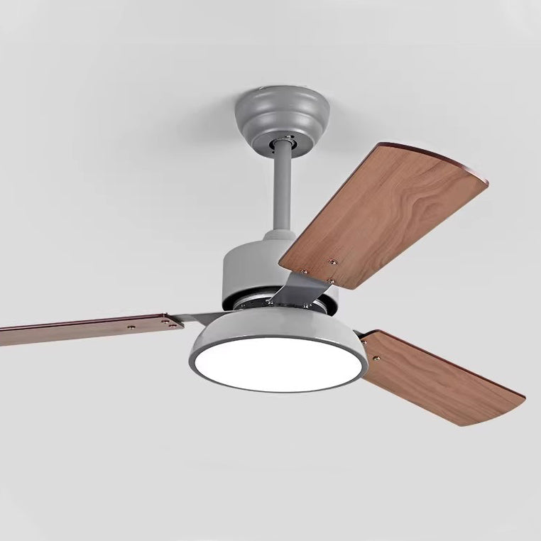 Modern Minimalist Wood Blade Ceiling Fan Light - LED, Iron & Acrylic Shade for Living Room