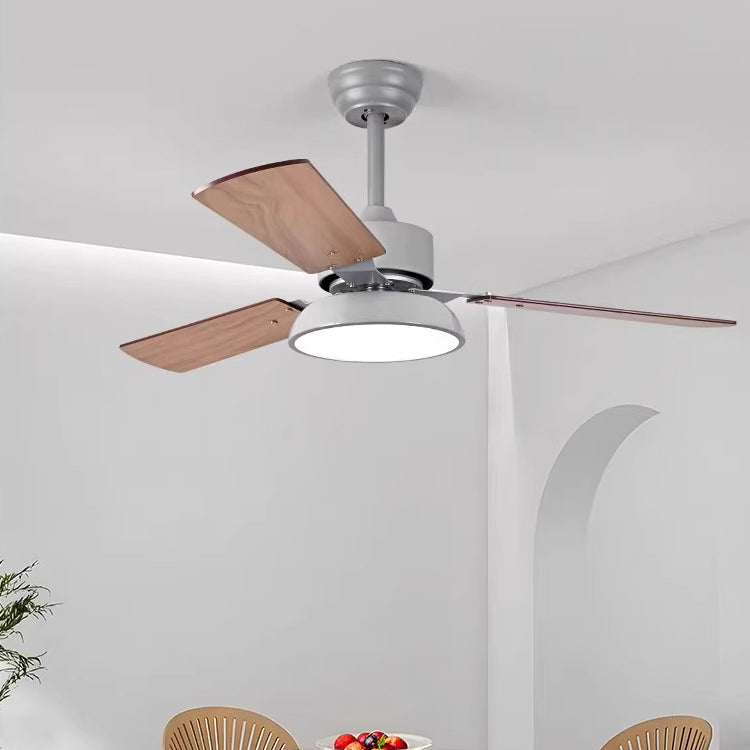 Modern Minimalist Wood Blade Ceiling Fan Light - LED, Iron & Acrylic Shade for Living Room