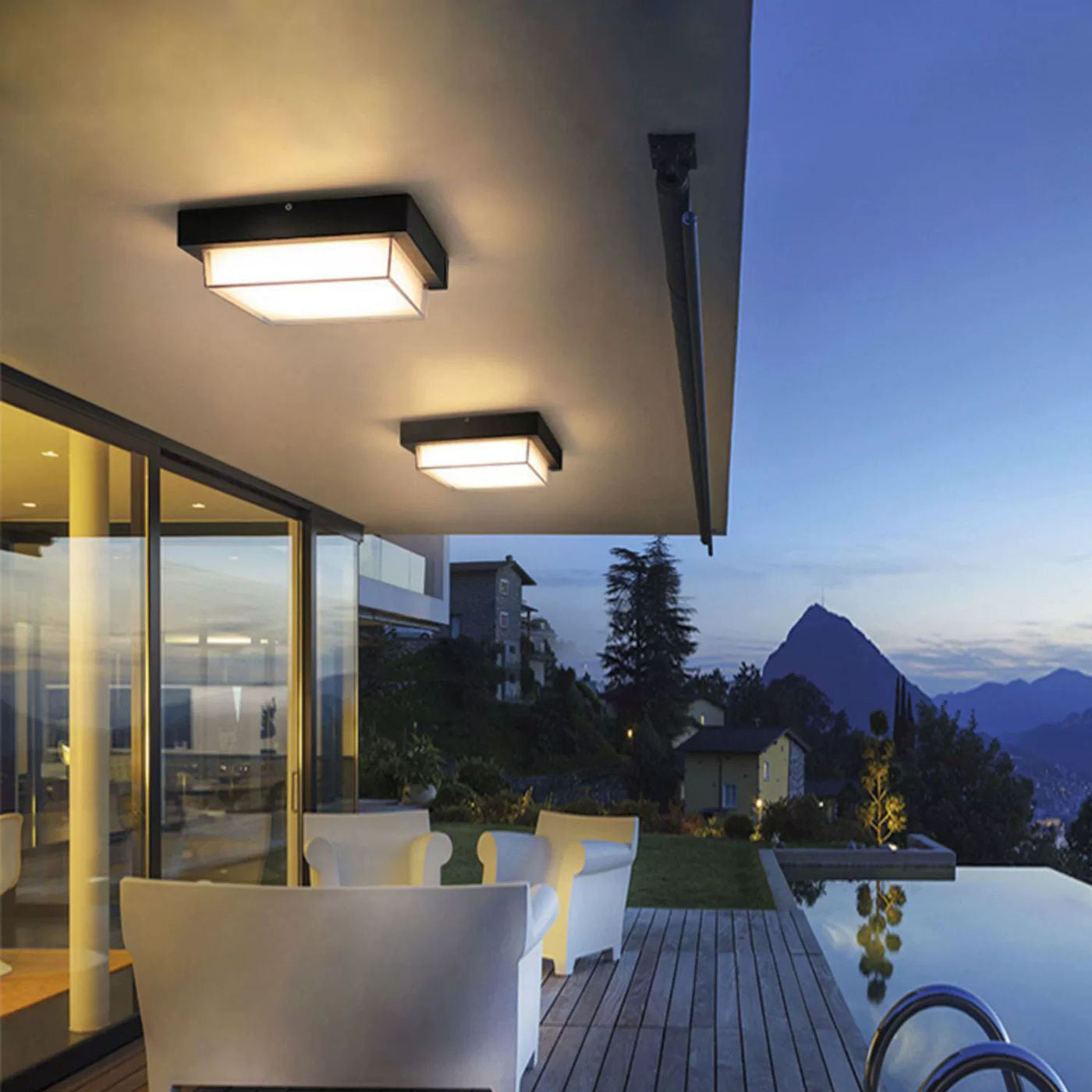 Modern Minimalist Waterproof LED Flush Mount Ceiling Light - Square Aluminum Frame for Outdoor Patio