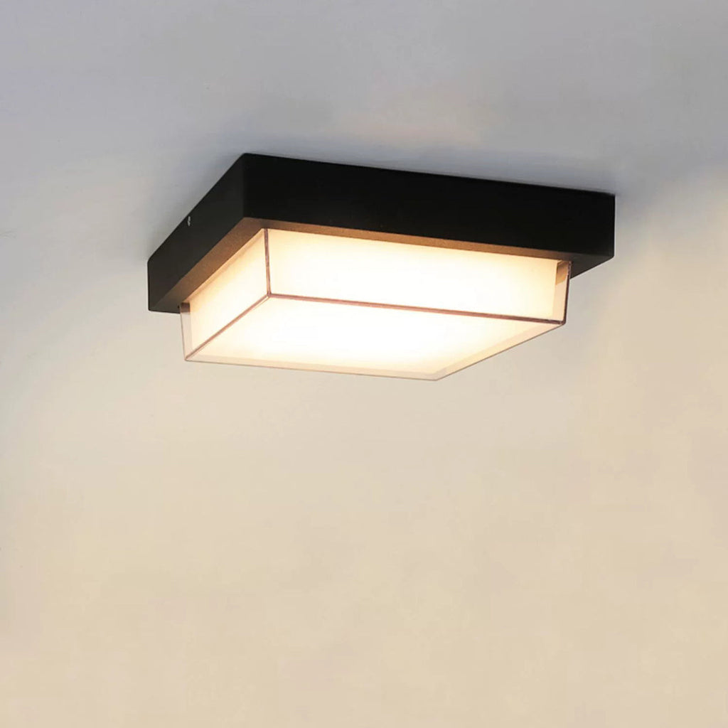 Modern Minimalist Waterproof LED Flush Mount Ceiling Light - Square Aluminum Frame for Outdoor Patio