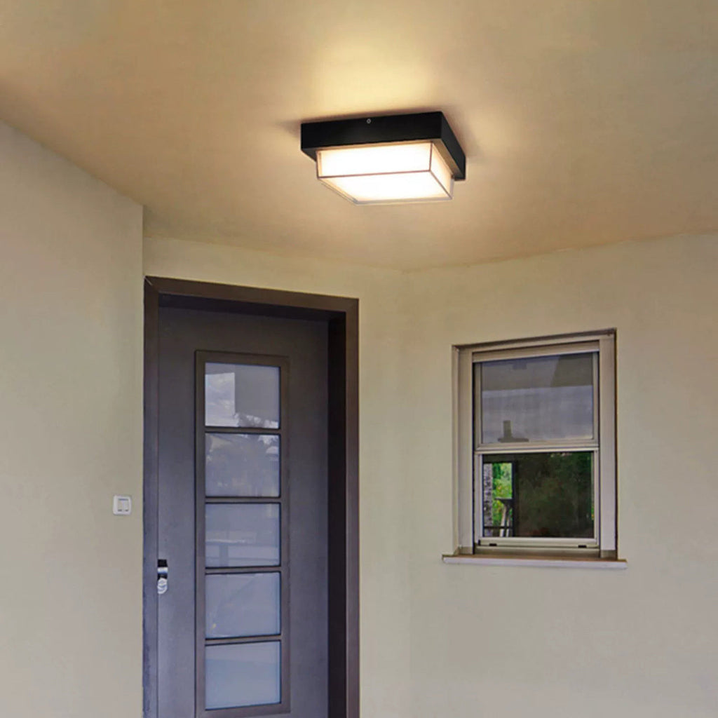 Modern Minimalist Waterproof LED Flush Mount Ceiling Light - Square Aluminum Frame for Outdoor Patio