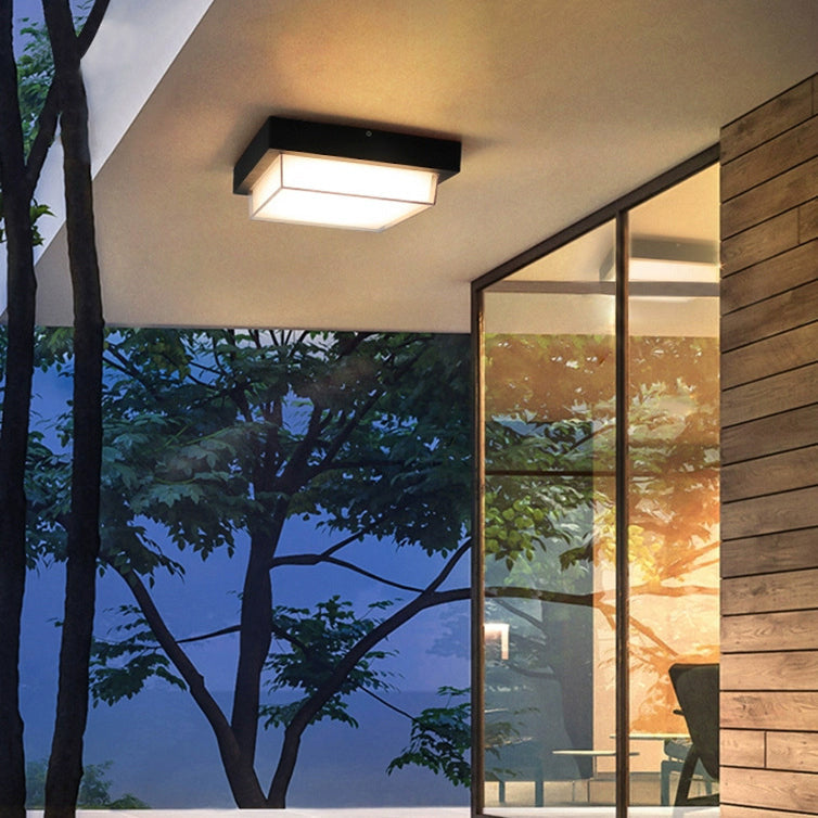 Modern Minimalist Waterproof LED Flush Mount Ceiling Light - Square Aluminum Frame for Outdoor Patio