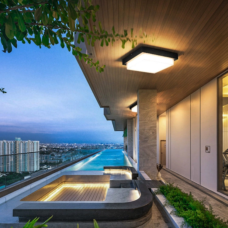 Modern Minimalist Waterproof LED Flush Mount Ceiling Light - Square Aluminum Frame for Outdoor Patio