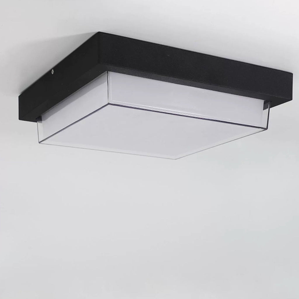 Modern Minimalist Waterproof LED Flush Mount Ceiling Light - Square Aluminum Frame for Outdoor Patio