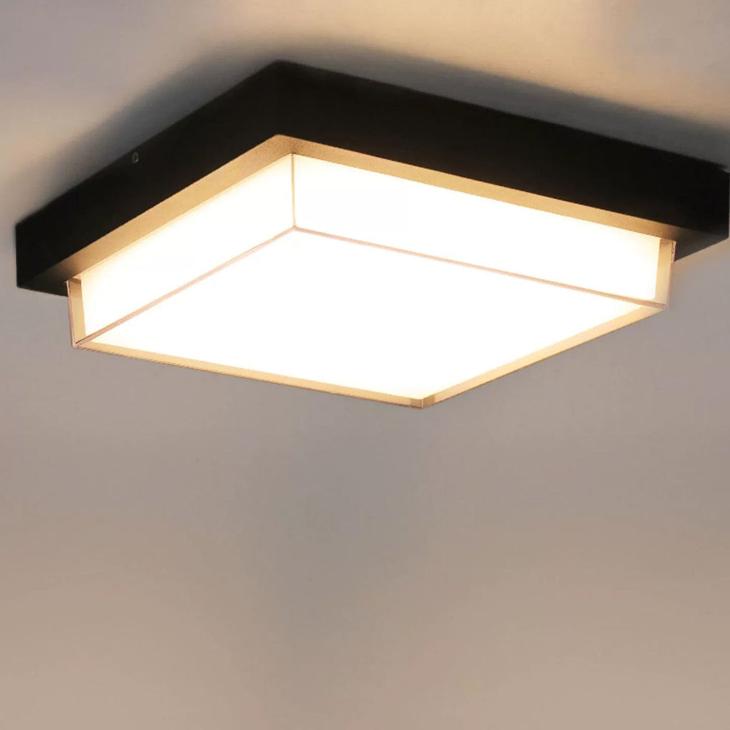 Modern Minimalist Waterproof LED Flush Mount Ceiling Light - Square Aluminum Frame for Outdoor Patio