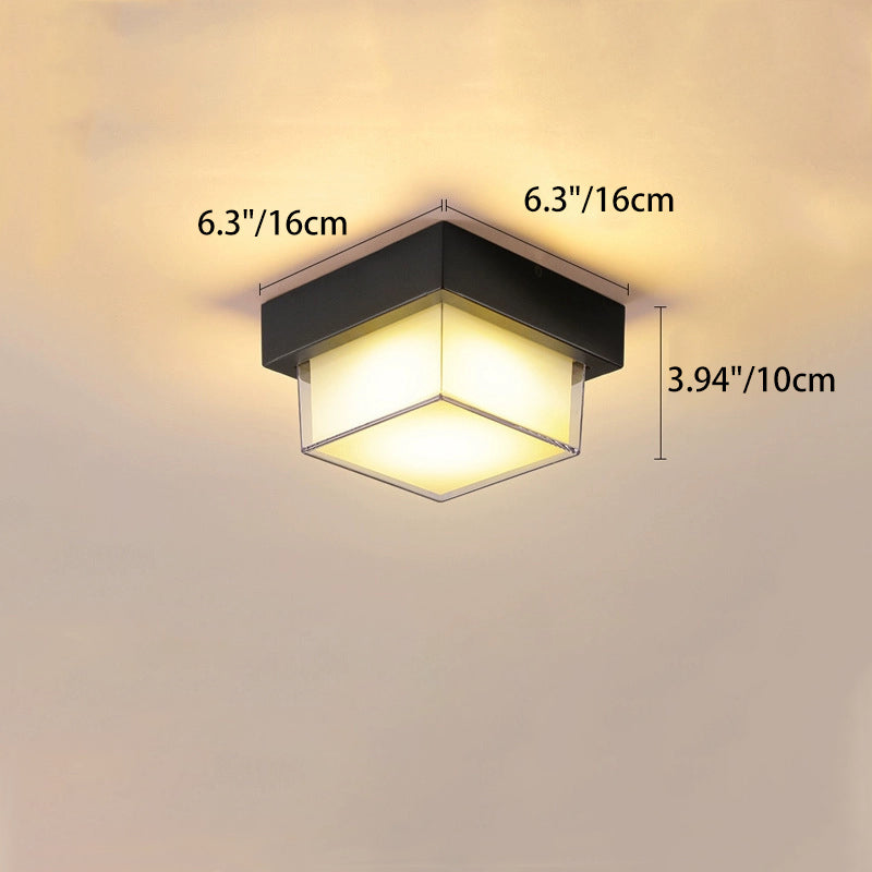 Modern Minimalist Waterproof LED Flush Mount Ceiling Light - Square Aluminum Frame for Outdoor Patio