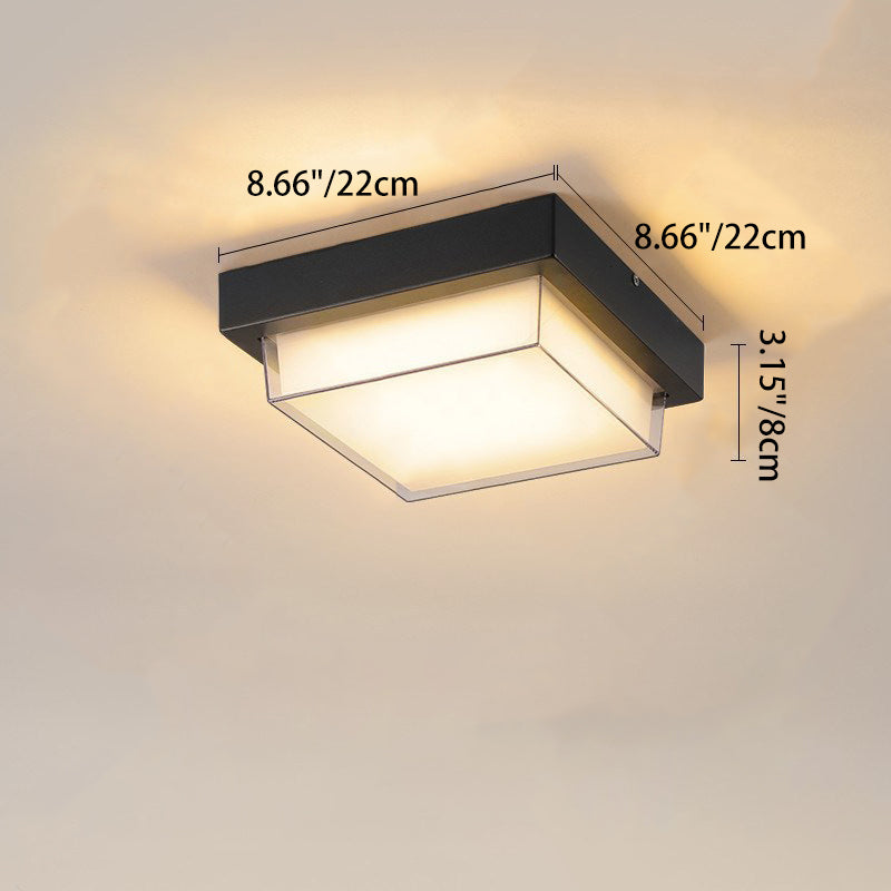 Modern Minimalist Waterproof LED Flush Mount Ceiling Light - Square Aluminum Frame for Outdoor Patio