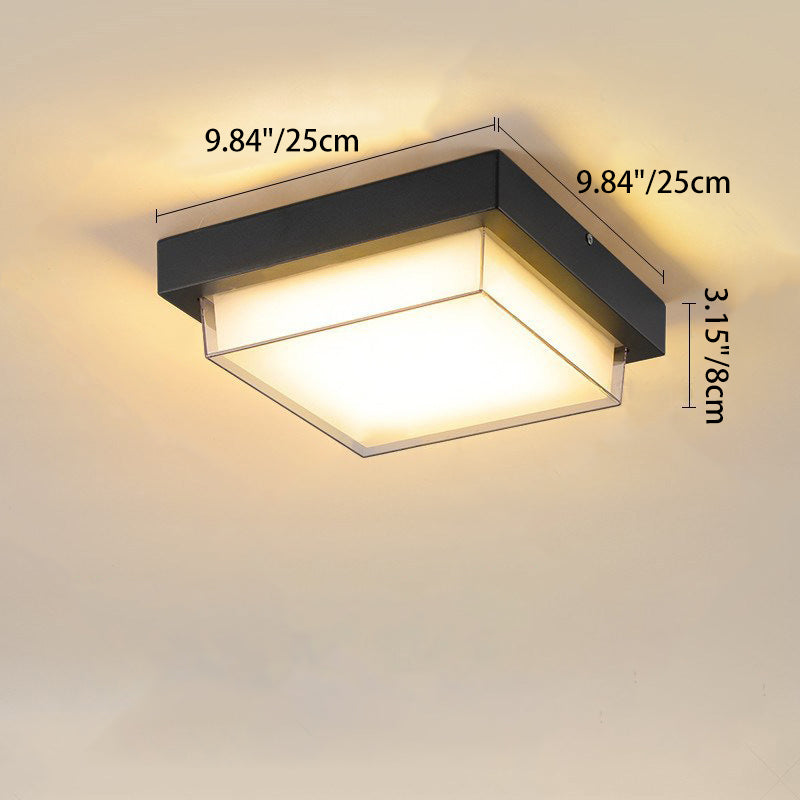 Modern Minimalist Waterproof LED Flush Mount Ceiling Light - Square Aluminum Frame for Outdoor Patio