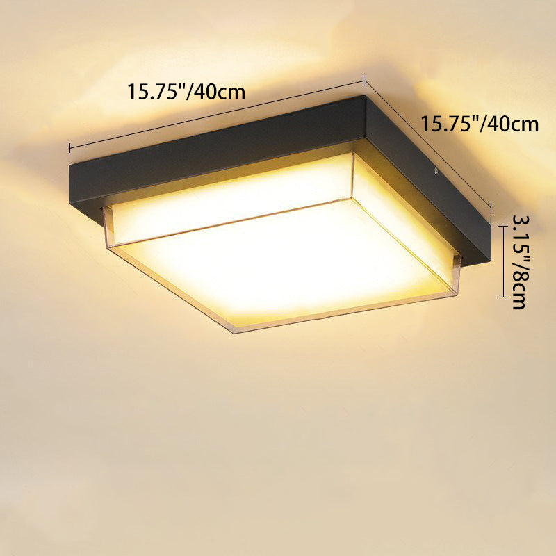 Modern Minimalist Waterproof LED Flush Mount Ceiling Light - Square Aluminum Frame for Outdoor Patio