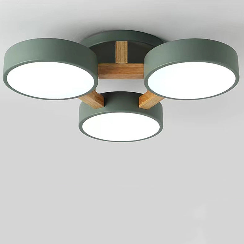 Modern Minimalist Iron Wood Acrylic LED Semi-Flush Mount Ceiling Light