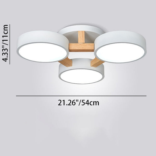 Modern Minimalist Iron Wood Acrylic LED Semi-Flush Mount Ceiling Light