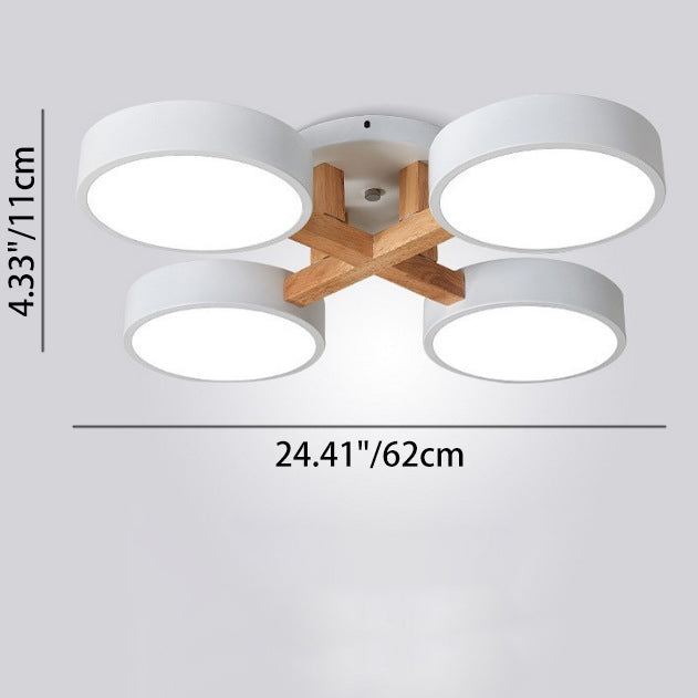 Modern Minimalist Iron Wood Acrylic LED Semi-Flush Mount Ceiling Light