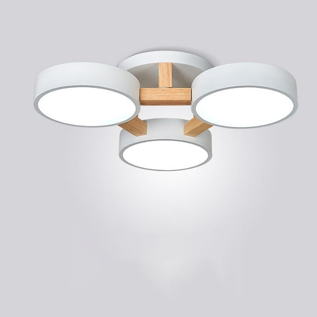 Modern Minimalist Iron Wood Acrylic LED Semi-Flush Mount Ceiling Light