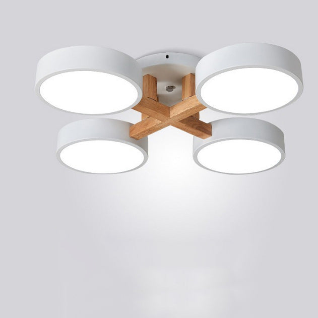 Modern Minimalist Iron Wood Acrylic LED Semi-Flush Mount Ceiling Light