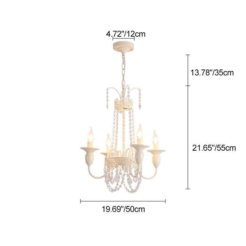 Traditional French Crystal Candelabra Chandelier - 4/6/8 Light Iron Frame for Living Room