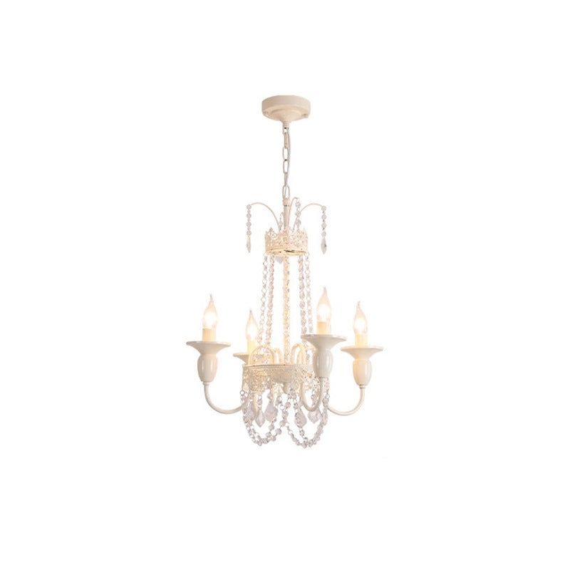 Traditional French Crystal Candelabra Chandelier - 4/6/8 Light Iron Frame for Living Room