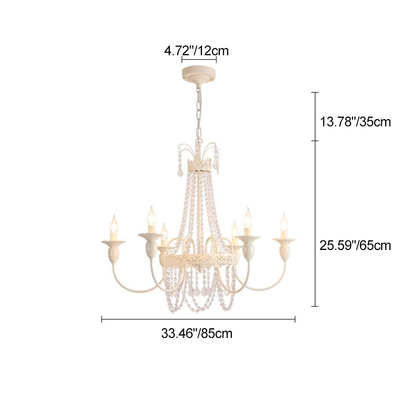 Traditional French Crystal Candelabra Chandelier - 4/6/8 Light Iron Frame for Living Room