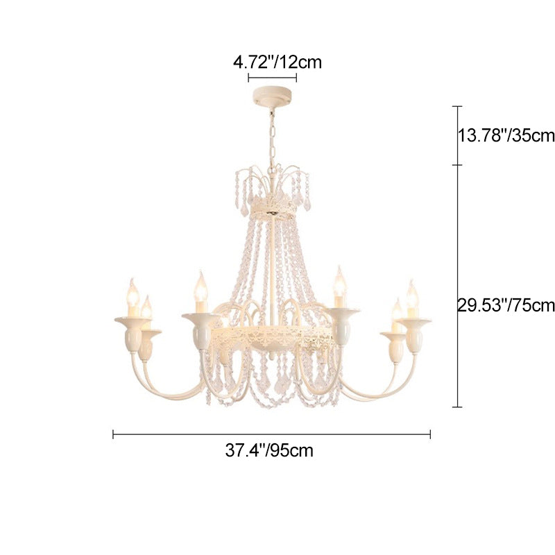 Traditional French Crystal Candelabra Chandelier - 4/6/8 Light Iron Frame for Living Room