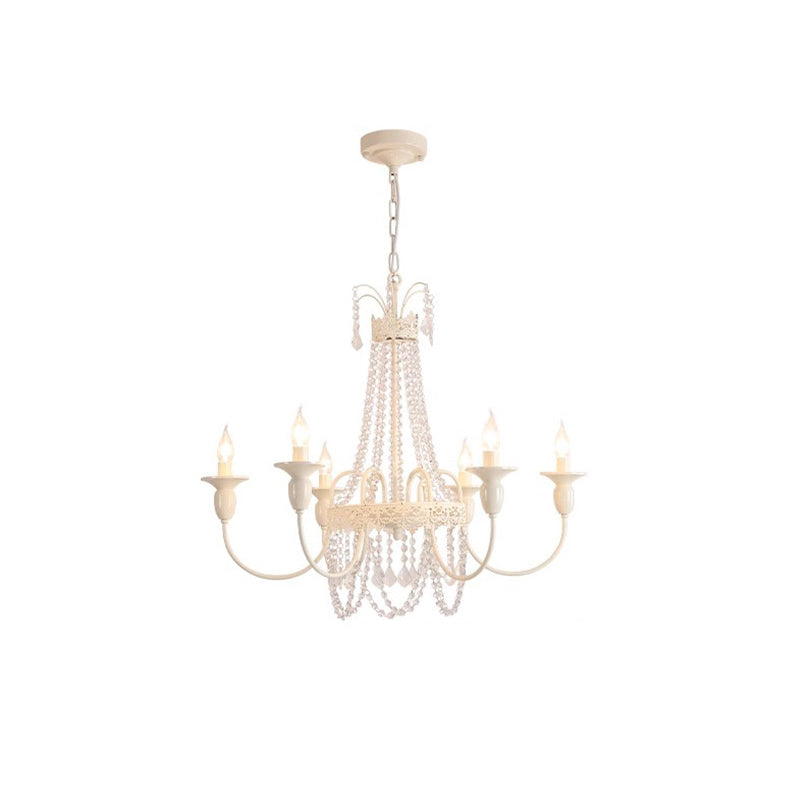 Traditional French Crystal Candelabra Chandelier - 4/6/8 Light Iron Frame for Living Room