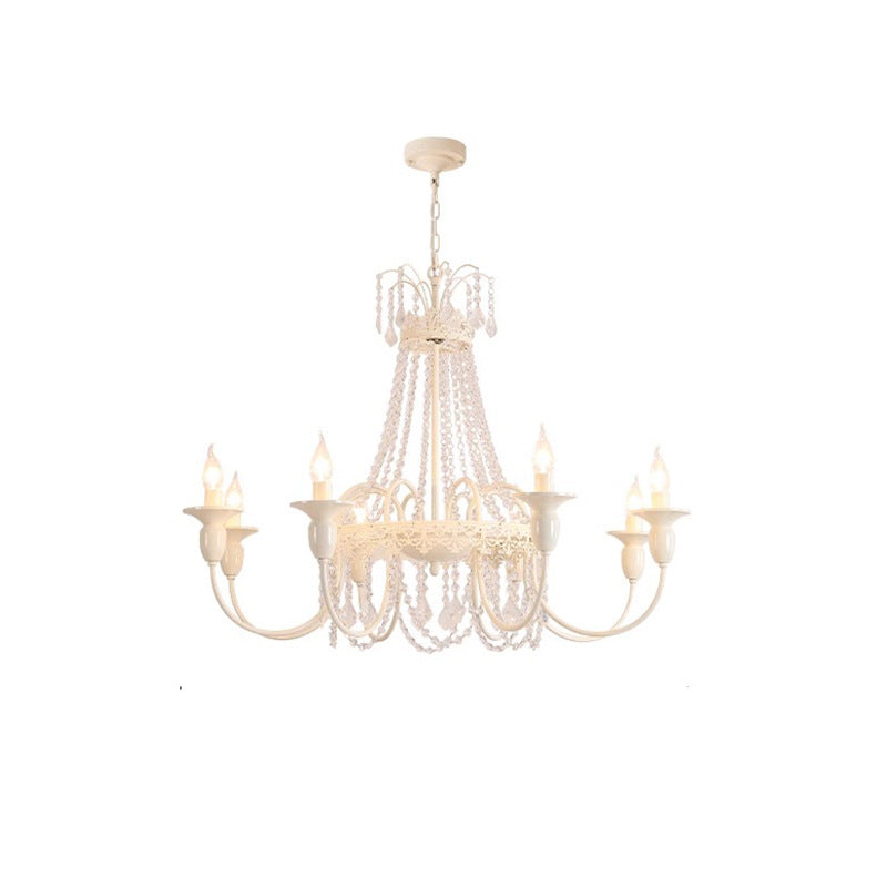 Traditional French Crystal Candelabra Chandelier - 4/6/8 Light Iron Frame for Living Room