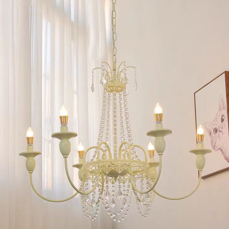 Traditional French Crystal Candelabra Chandelier - 4/6/8 Light Iron Frame for Living Room