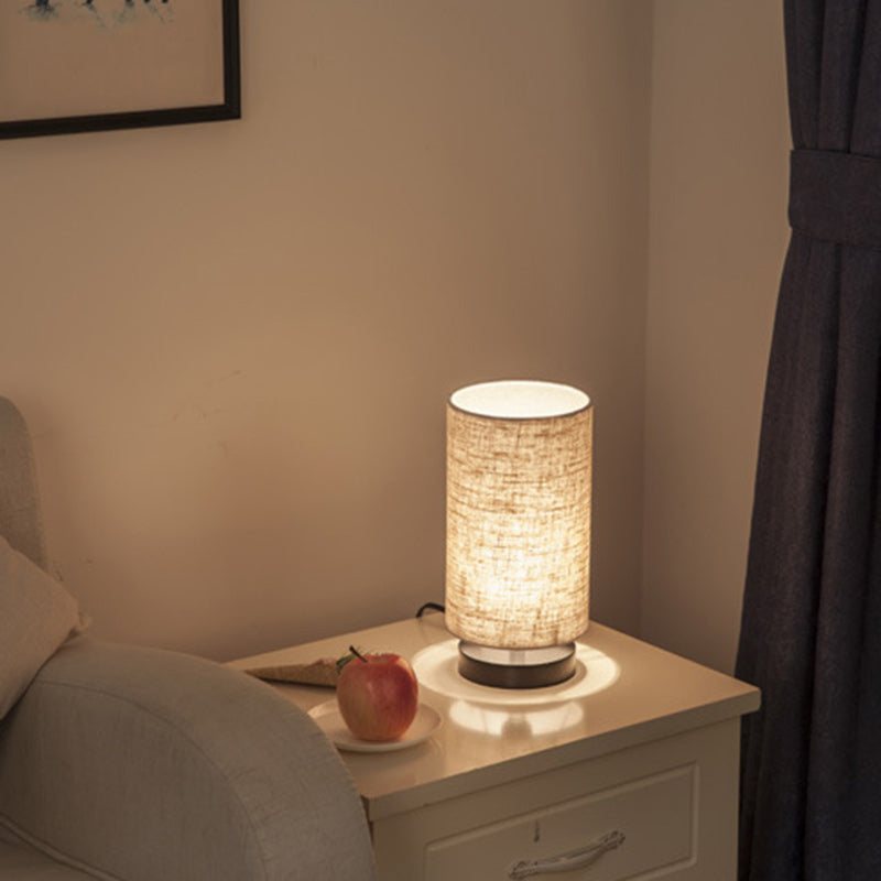 Traditional Japanese Cylinder Iron Fabric 1-Light Table Lamp for Living Room, Elegant Japanese Home Decor, Modern Lantern-Style Light Fixtures, Unique Asian-Inspired Lighting, Minimalist Iron Table Lamp for Bedroom and Living Room, Stylish Ambient Lightin