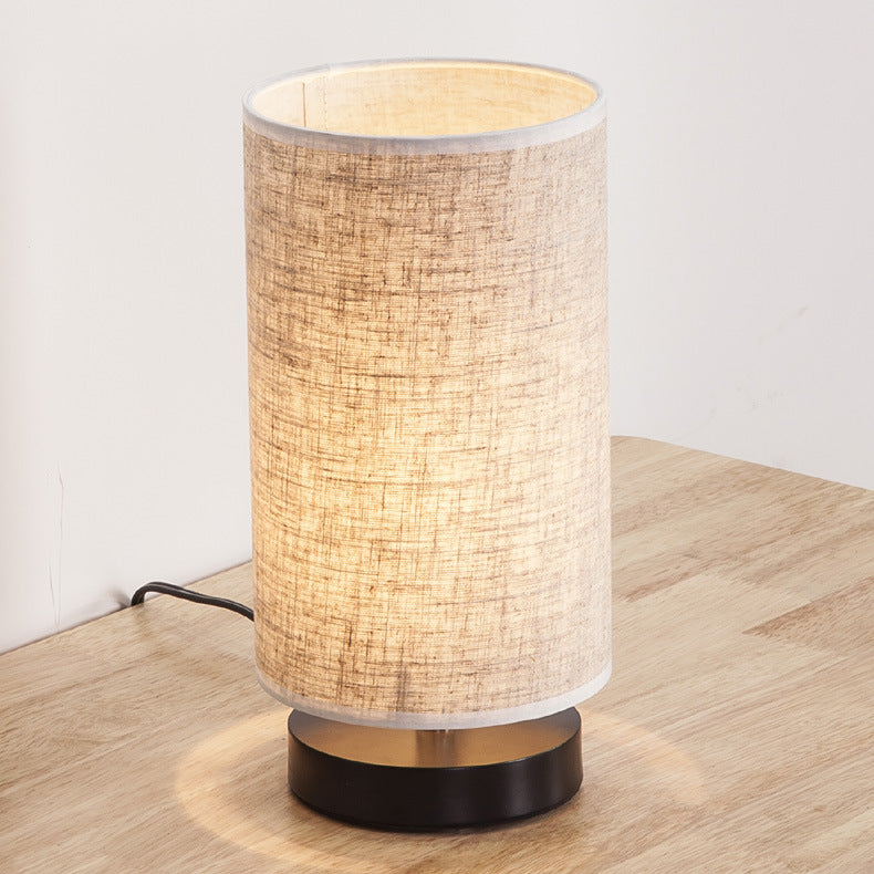 Traditional Japanese Cylinder Iron Fabric 1-Light Table Lamp for Living Room, Elegant Japanese Home Decor, Modern Lantern-Style Light Fixtures, Unique Asian-Inspired Lighting, Minimalist Iron Table Lamp for Bedroom and Living Room, Stylish Ambient Lightin