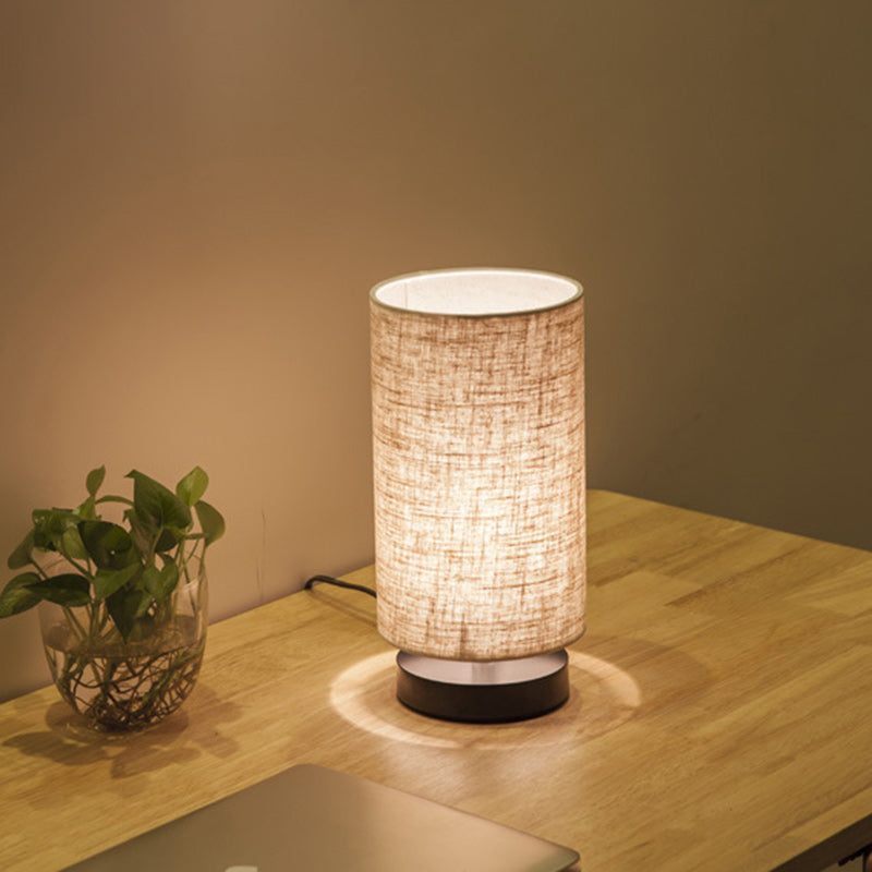Traditional Japanese Cylinder Iron Table Lamp - 1-Light for Living Room Decor