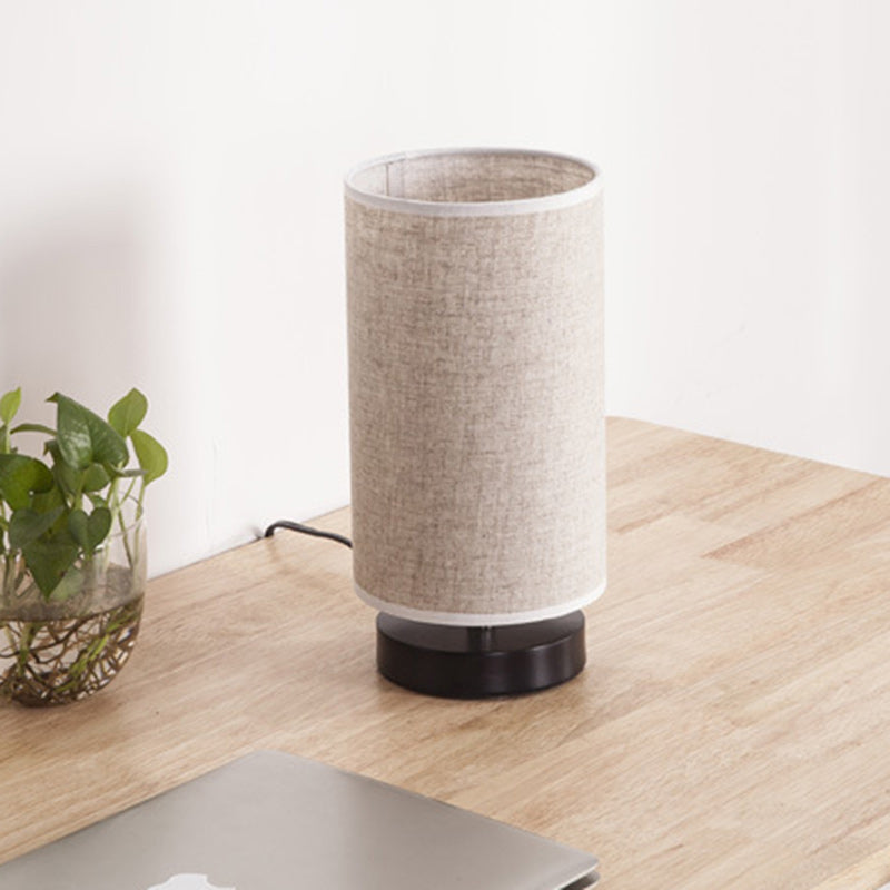 Traditional Japanese Cylinder Iron Fabric 1-Light Table Lamp for Living Room, Elegant Japanese Home Decor, Modern Lantern-Style Light Fixtures, Unique Asian-Inspired Lighting, Minimalist Iron Table Lamp for Bedroom and Living Room, Stylish Ambient Lightin