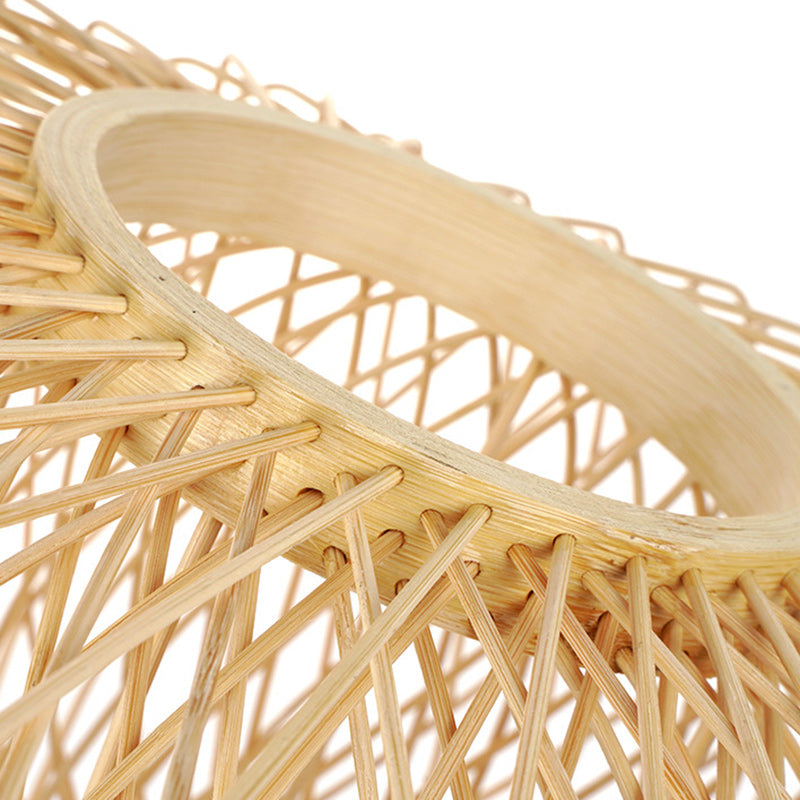 Traditional Chinese Rattan Semi-Flush Mount Ceiling Light for Living Room