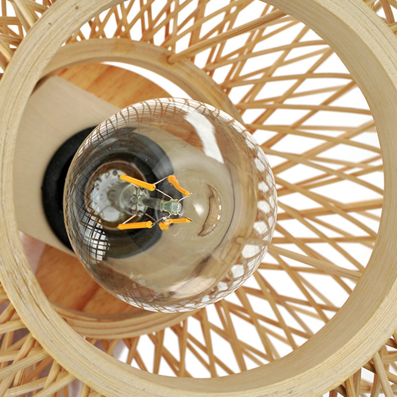 Traditional Chinese Rattan Semi-Flush Mount Ceiling Light for Living Room