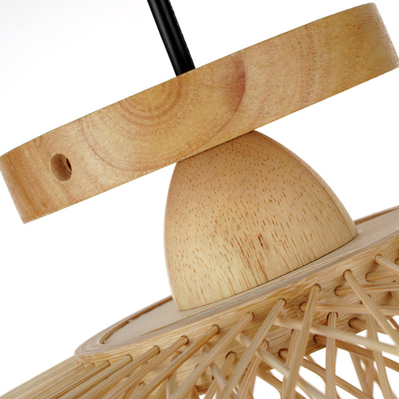 Traditional Chinese Rattan Semi-Flush Mount Ceiling Light for Living Room