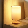 Traditional Japanese Cylinder Wood Fabric 1-Light Table Lamp Living Room Decoration, Elegant Asian-Inspired Lighting, Home Interior Design, Wooden Lamp Shade, Minimalist Japanese Decor, Unique Nightstand Light, Contemporary Ambient Illumination, Stylish M
