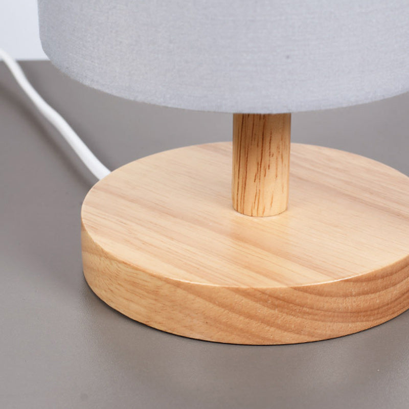 Traditional Japanese Cylinder Wood Fabric 1-Light Table Lamp Living Room Decoration, Elegant Asian-Inspired Lighting, Home Interior Design, Wooden Lamp Shade, Minimalist Japanese Decor, Unique Nightstand Light, Contemporary Ambient Illumination, Stylish M