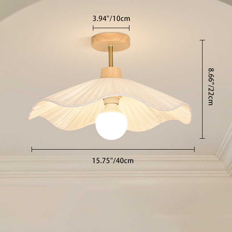 Contemporary Coastal Wave Wood Semi-Flush Mount Light for Living Room