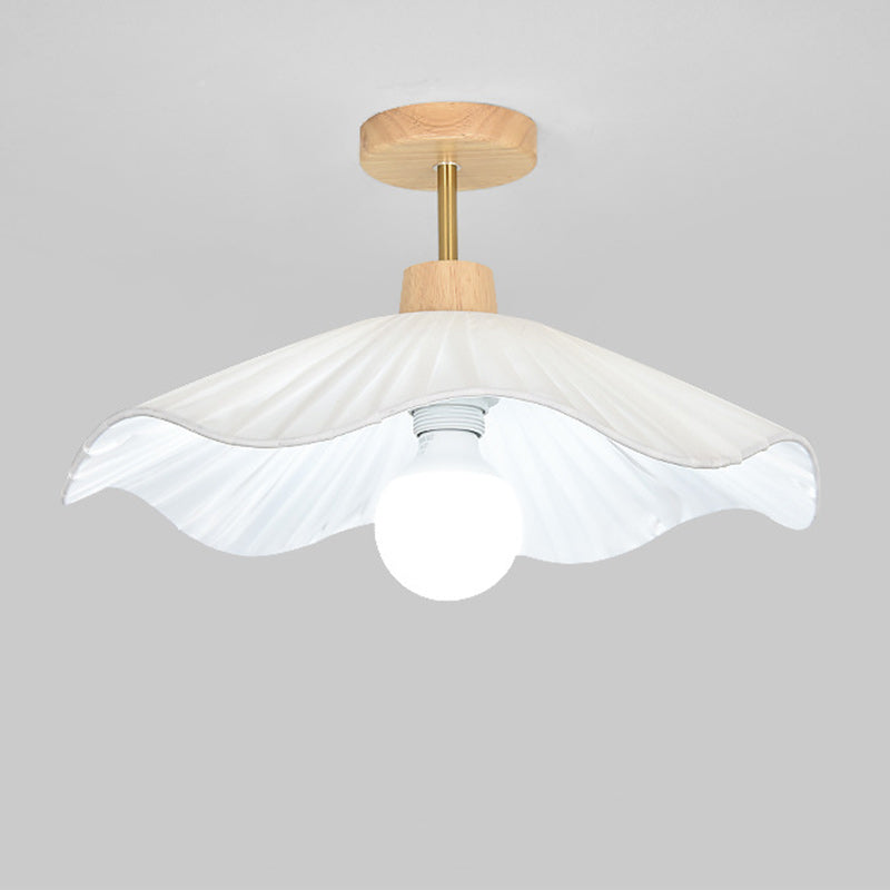Contemporary Coastal Wave Wood Semi-Flush Mount Light for Living Room