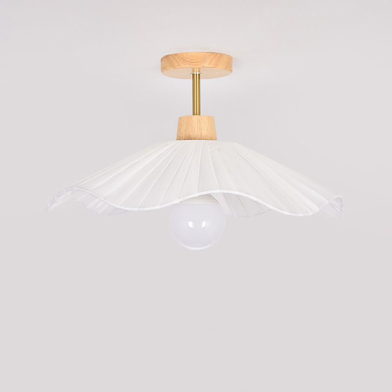 Contemporary Coastal Wave Wood Semi-Flush Mount Light for Living Room