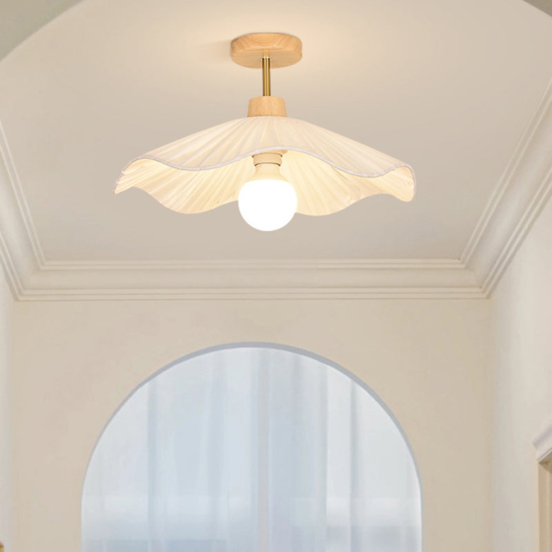 Contemporary Coastal Wave Wood Semi-Flush Mount Light for Living Room