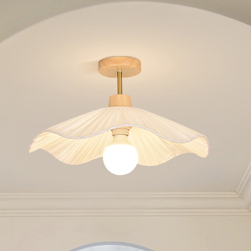 Contemporary Coastal Wave Wood Semi-Flush Mount Light for Living Room